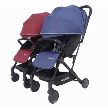 Winter Luxury Leather Twin Baby Double Strollers Carriages with Foot cover